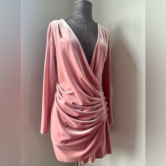 Topshop Pink Velvet Dress - Picture 1 of 9